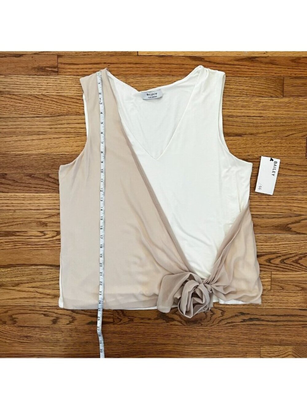 NWT Bailey 44 Side Tie Top Draped V Neck XL Neutral Quiet Luxury Fairy Chic - Picture 11 of 15